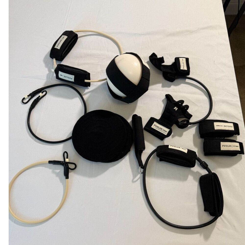 P.volve Home Fitness Bundle P3 Trainer Resistance Bands P.ball Gliders Cuffs